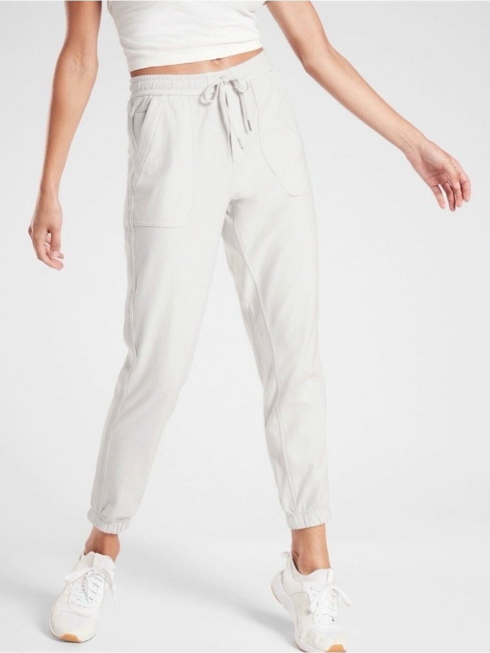 Athleta Light Gray Drawstring Jogger Pants